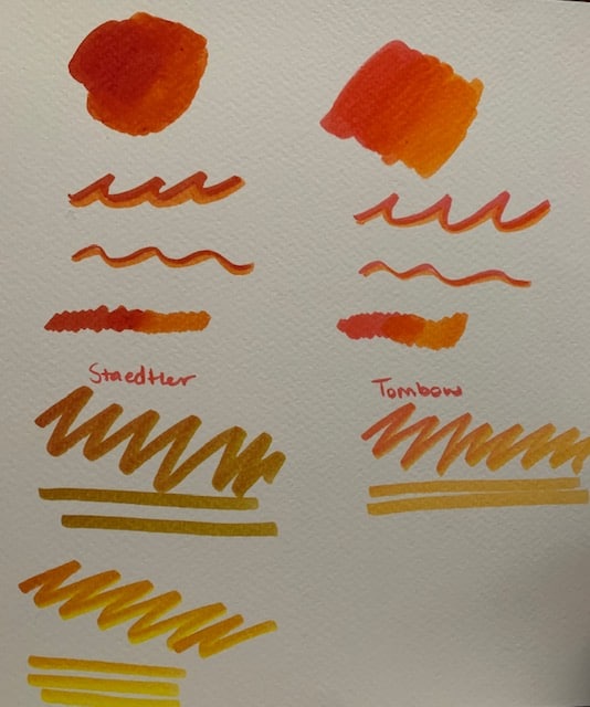 blending with marker colors red and yellow