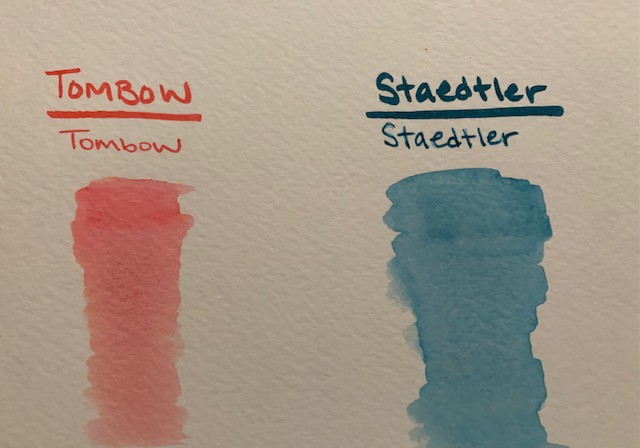 blend from dark to light using watercolor markers in blue and red